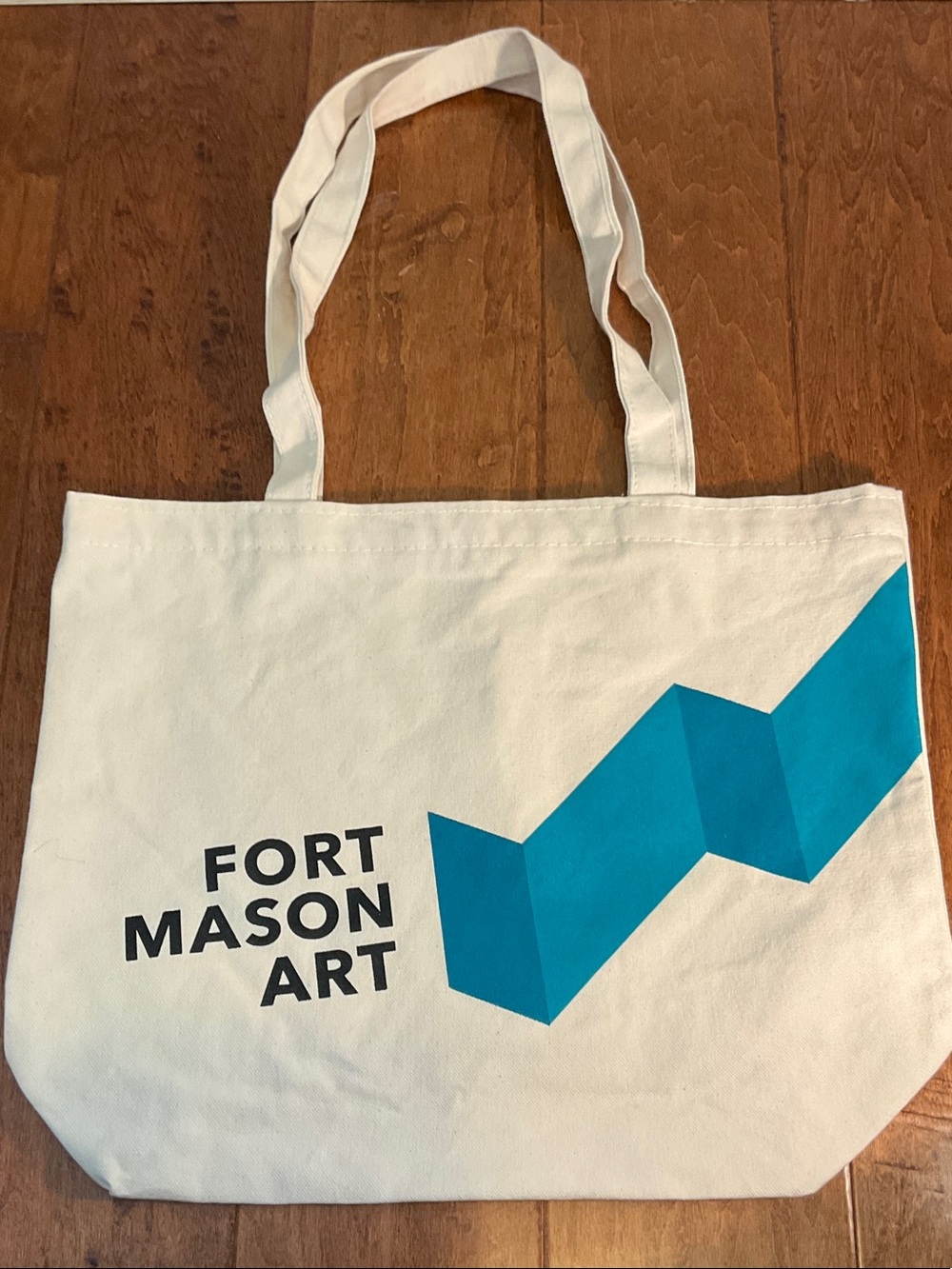 Fort Mason Art Canvas Tote Bag with Teal Geometric Print